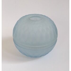 Vintage Indiana Glass Co. Mt. Vernon Fairy Lamp Frosted Blue Satin Diamond Point